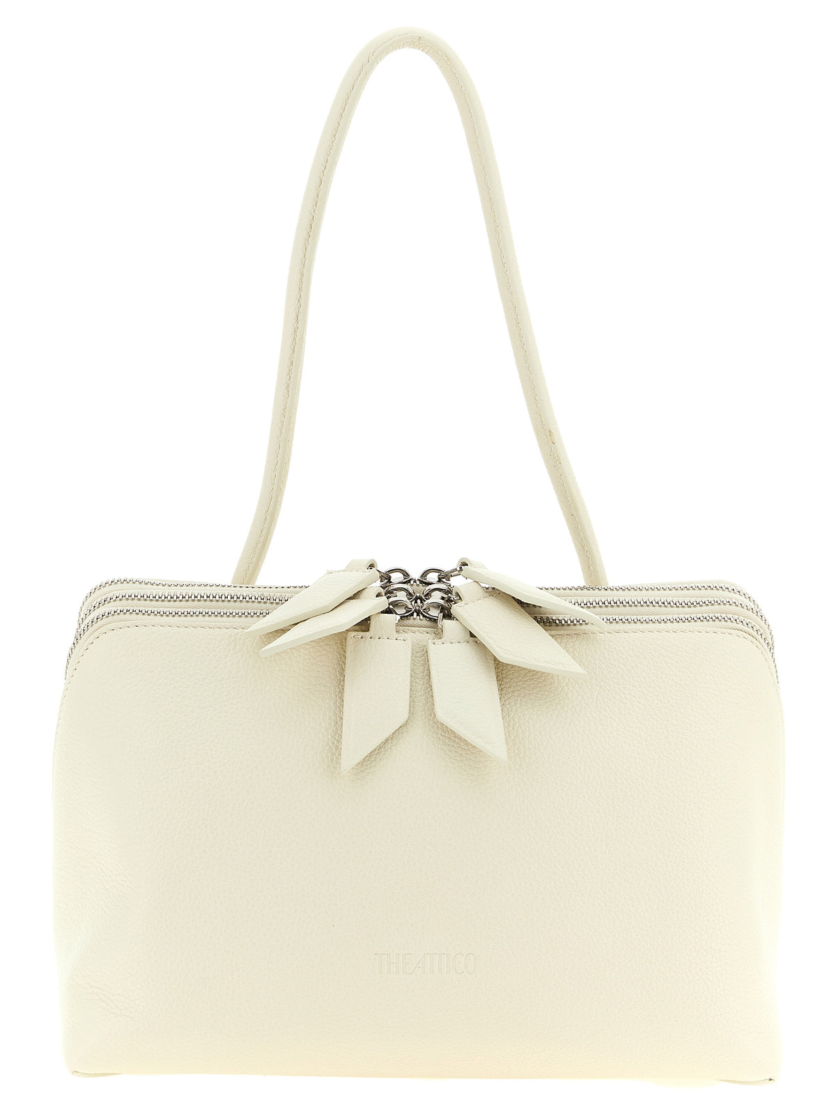 The Attico L'Altra di Milano Shoulder Bag in white grain-effect leather with red suede interior.