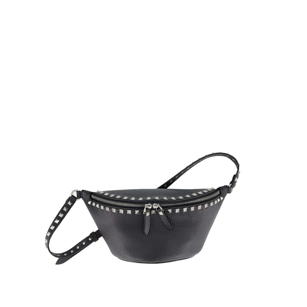 Valentino Garavani Rockstud Belt Bag in Black Calfskin from The Exclusive Line Singapore.