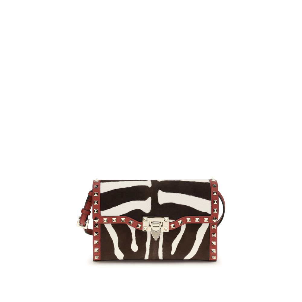 Valentino Garavani Rockstud Small Shoulder Bag in Zebra-Effect Animal Print with Platinum Studs - The Exclusive Line Singapore.
