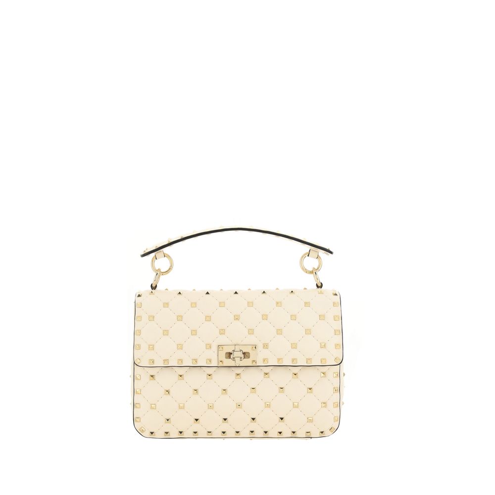 Valentino Garavani Rockstud Spike Handbag Medium in Cream from The Exclusive Line Singapore.