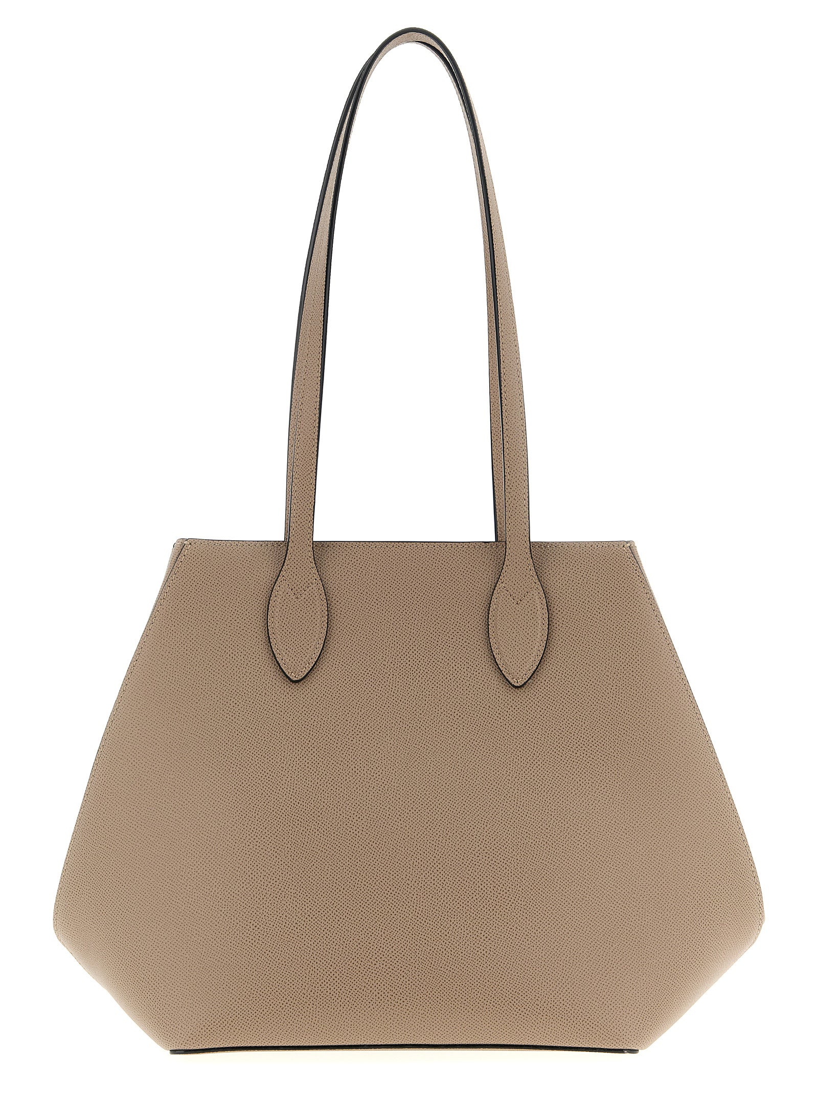 Valextra ViVi Shopping Medium Bag in Sahara Brown Soft Millepunte leather with handpainted black Costa edges and flexible folding sides from The Exclusive Line.